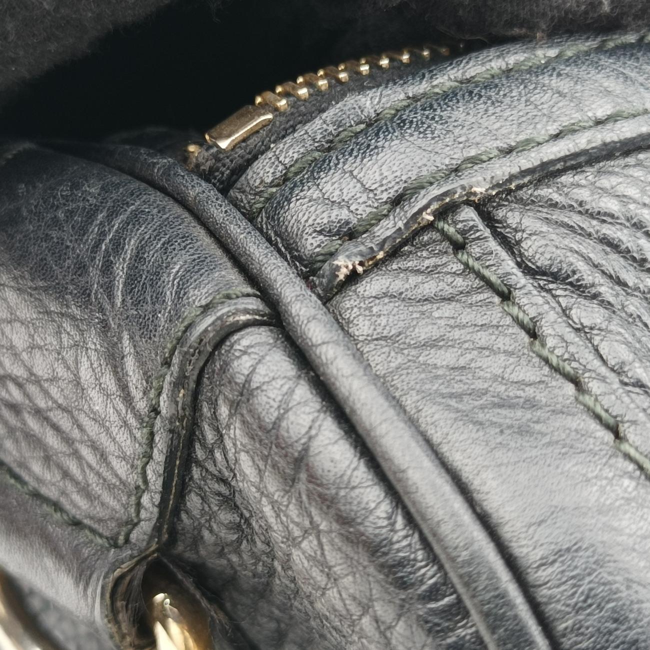 Pre-owned Gucci Sherry Line Black x green x red Leather 247205 shoulderbag | stylenewstar