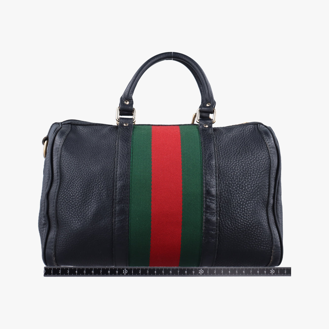 Pre-owned Gucci Sherry Line Black x green x red Leather 247205 shoulderbag | stylenewstar
