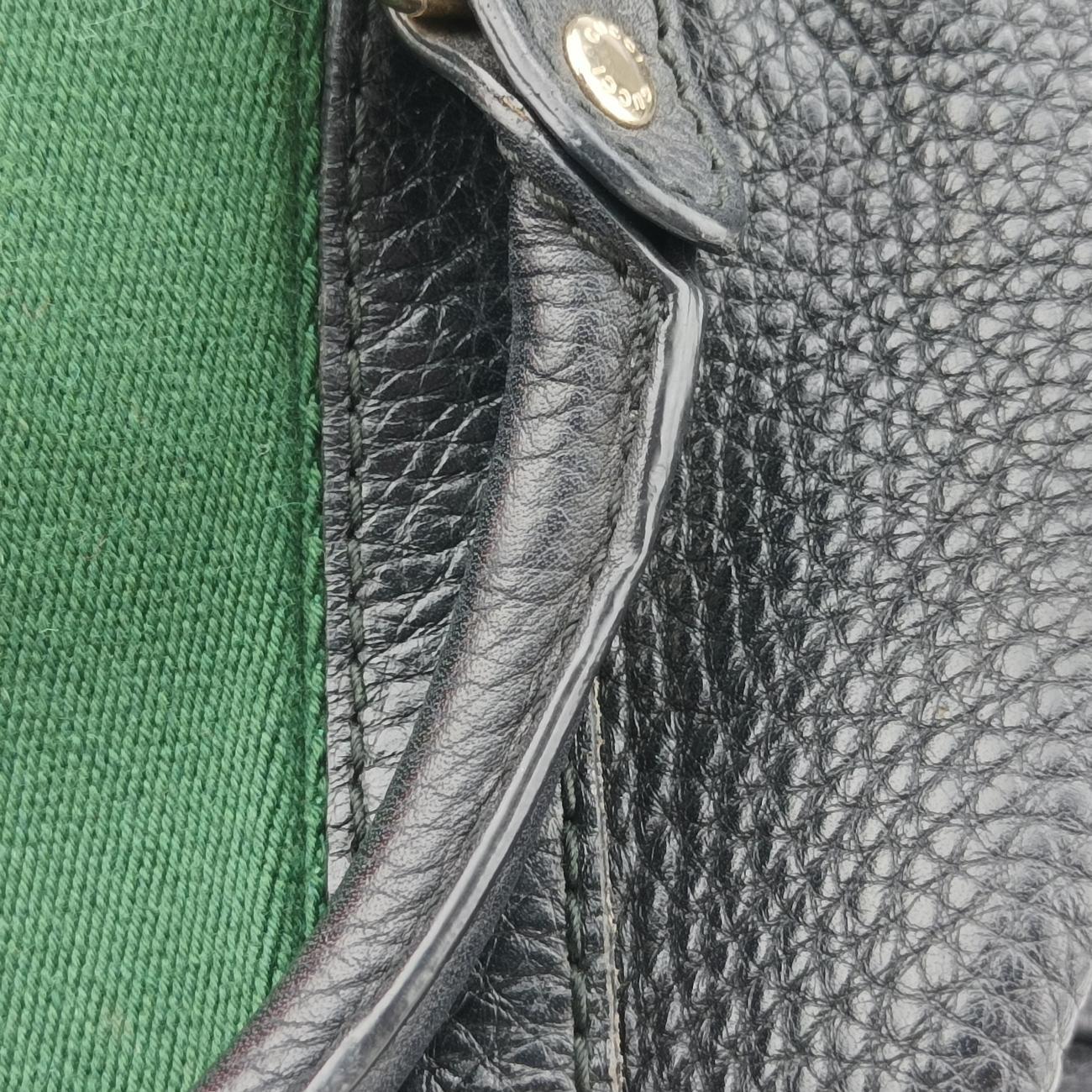 Pre-owned Gucci Sherry Line Black x green x red Leather 247205 shoulderbag | stylenewstar