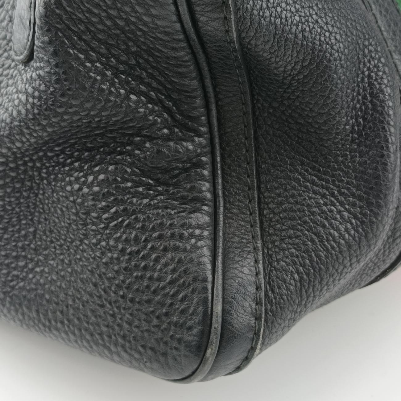 Pre-owned Gucci Sherry Line Black x green x red Leather 247205 shoulderbag | stylenewstar