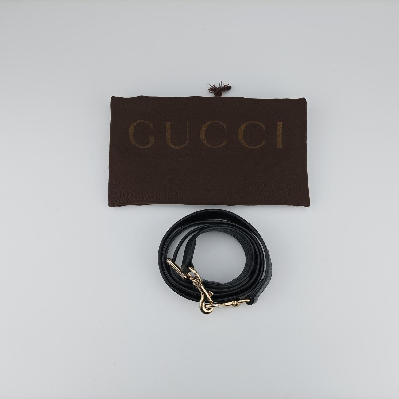 Pre-owned Gucci Sherry Line Black x green x red Leather 247205 shoulderbag | stylenewstar