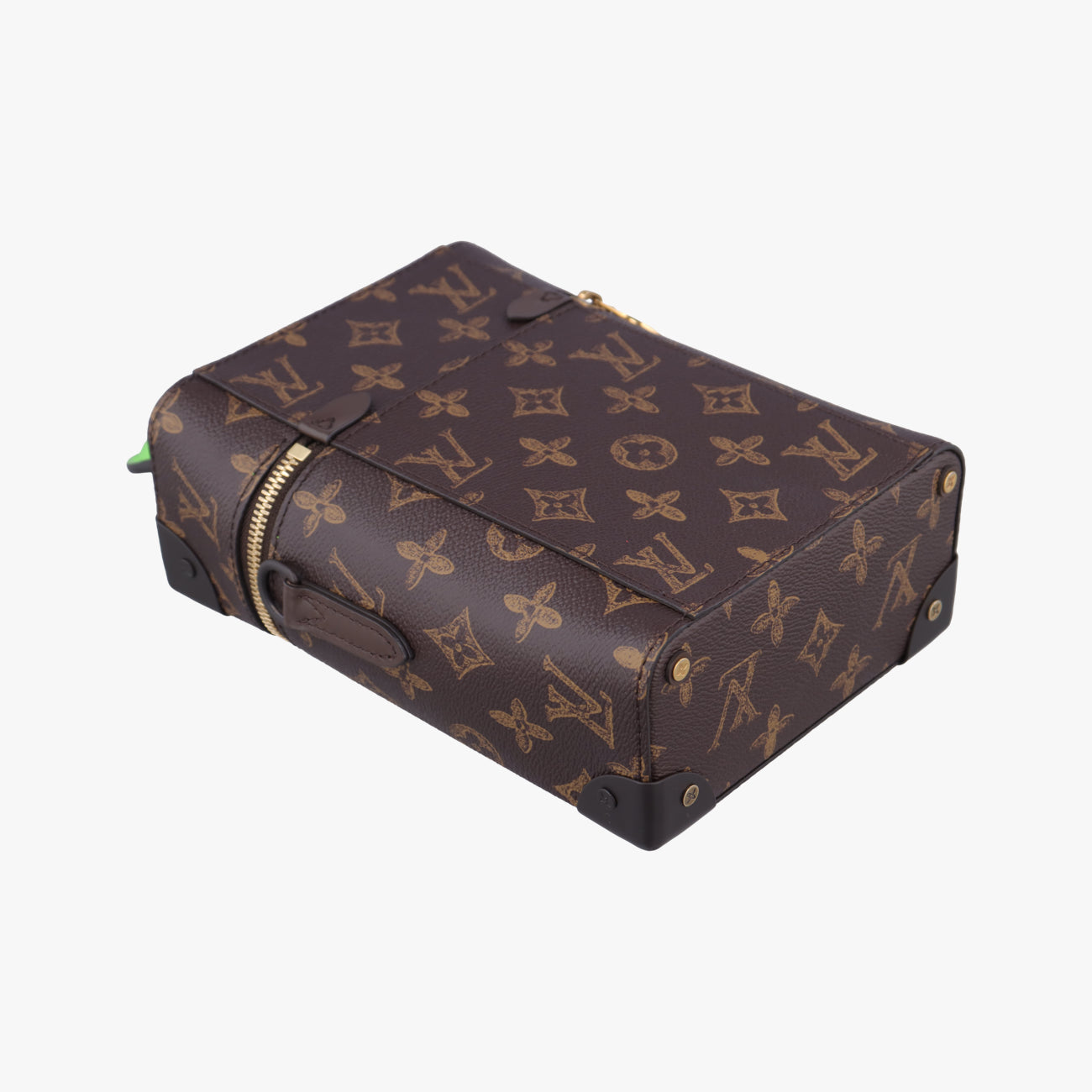 Pre-owned Louis Vuitton VERTICAL BOX TRUNK brown×green Monogram Canvas×calf leather M59664 shoulderbag | stylenewstar