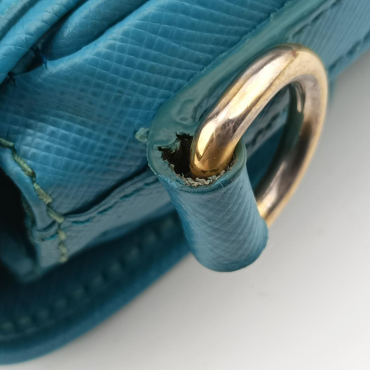 Vintage Prada lock Fuoco Sound Top Handle Blue SAFFIANO Leather BT0963 shoulderbag | stylenewstar