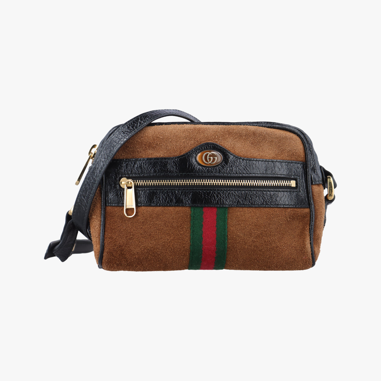 Pre-owned Gucci Ophidia Brown×black×Red×Green suede 573321 bum bag/waist bag | stylenewstar