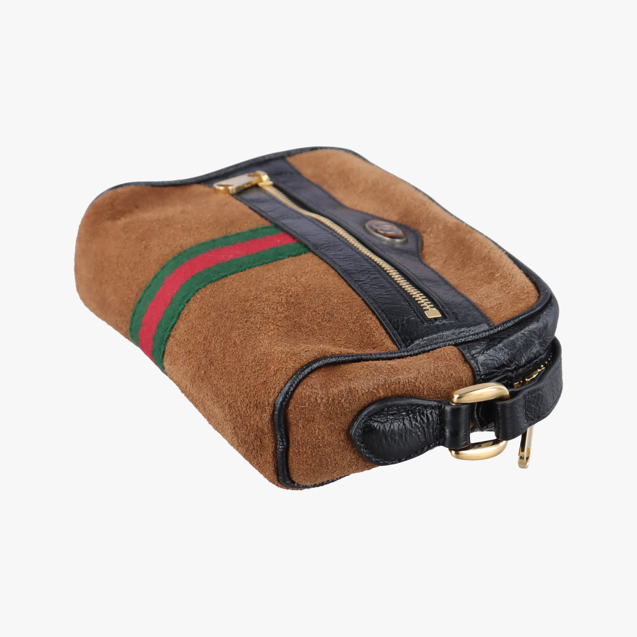 Pre-owned Gucci Ophidia Brown×black×Red×Green suede 573321 bum bag/waist bag | stylenewstar