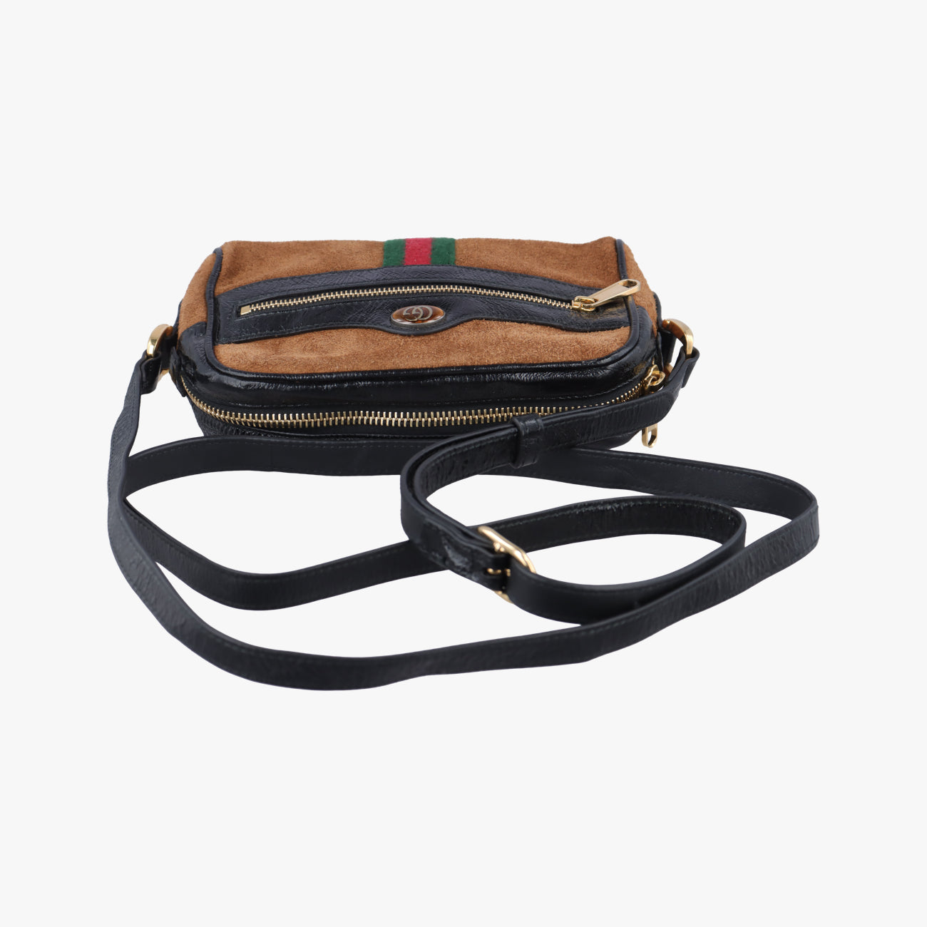 Pre-owned Gucci Ophidia Brown×black×Red×Green suede 573321 bum bag/waist bag | stylenewstar