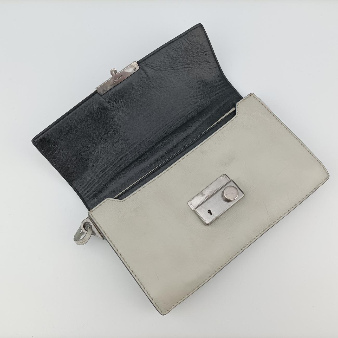 Pre-owned Prada Soft Sound White SAFFIANO Leather BR5026 shoulderbag | stylenewstar