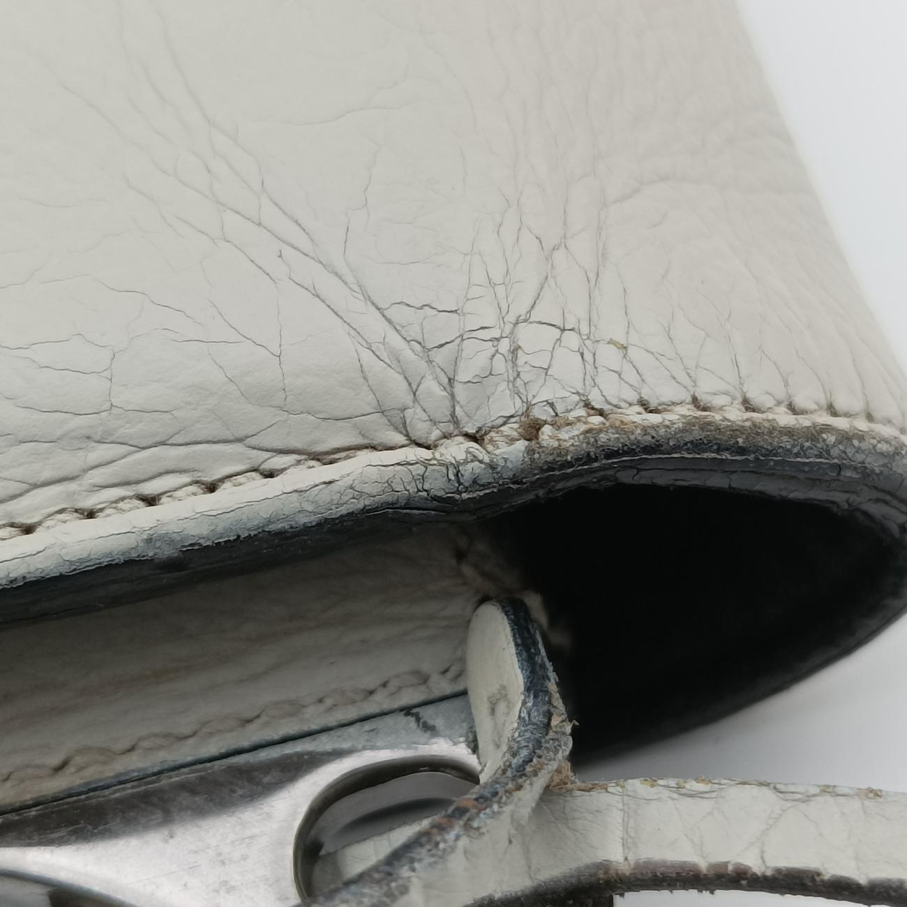 Pre-owned Prada Soft Sound White SAFFIANO Leather BR5026 shoulderbag | stylenewstar