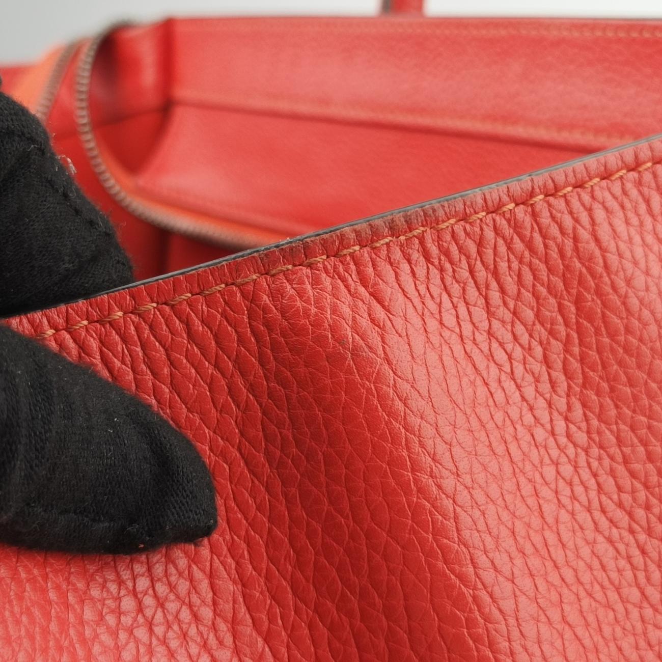 Pre-owned Celine Luggage Mini Shopper Orange Leather  handbag | stylenewstar