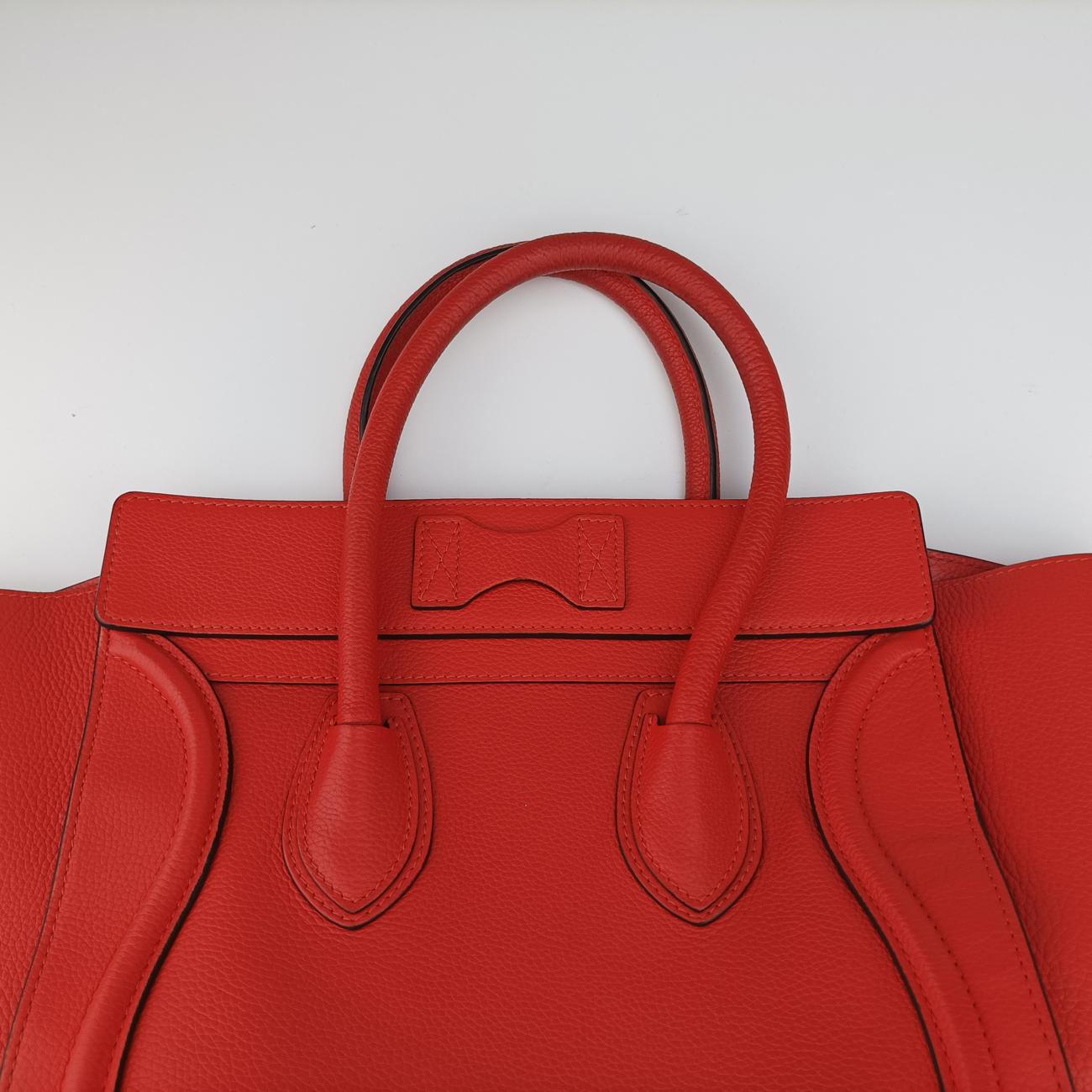 Pre-owned Celine Luggage Mini Shopper Orange Leather  handbag | stylenewstar