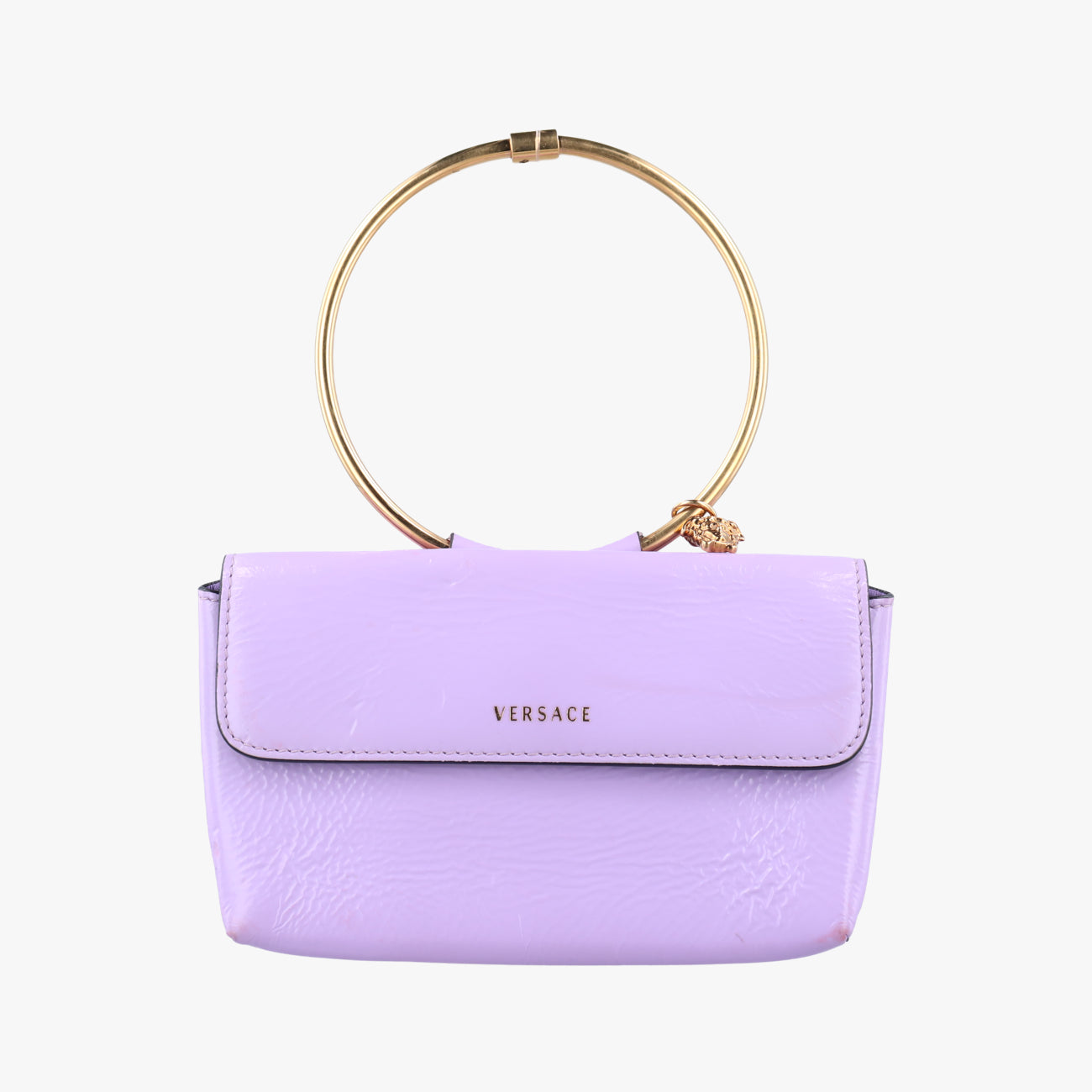 Pre-owned VERSACE La Medusa Purple Patent  shoulderbag | stylenewstar