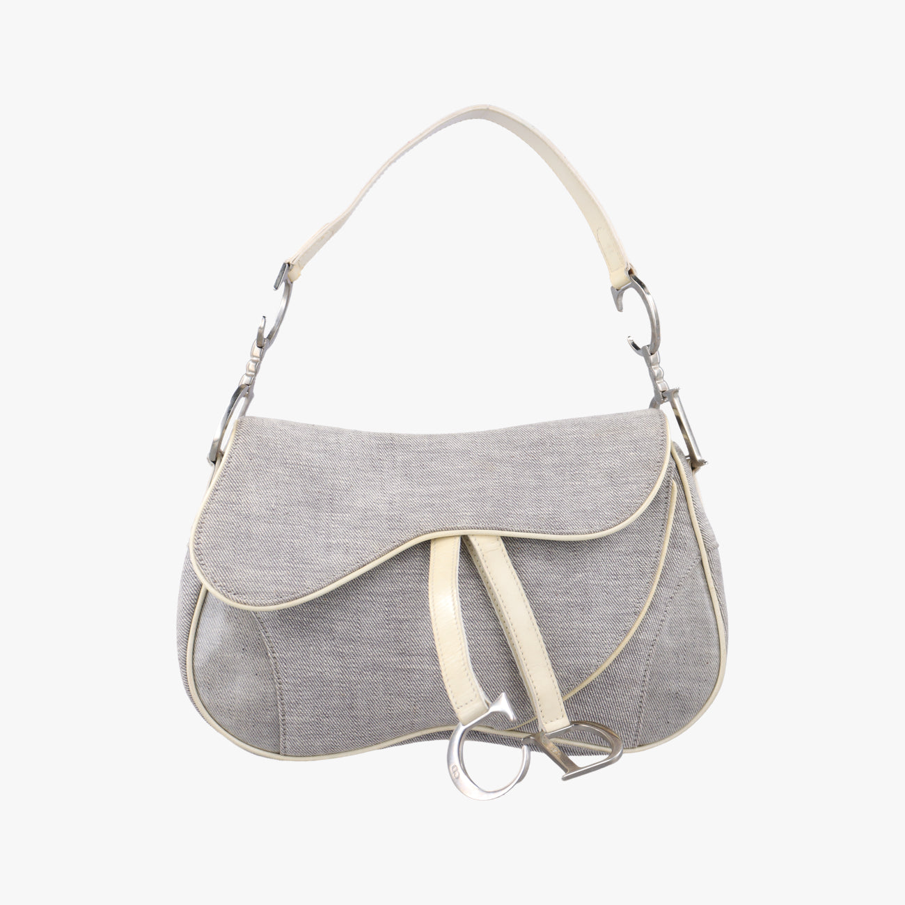 Pre-owned Christian Dior Saddle Grey denim  shoulderbag | stylenewstar