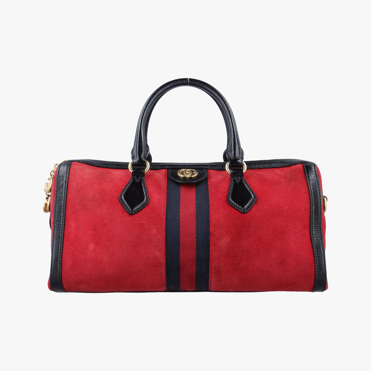 Pre-owned Gucci Ophidia GG Small Black×red suede 524532 handbag | stylenewstar