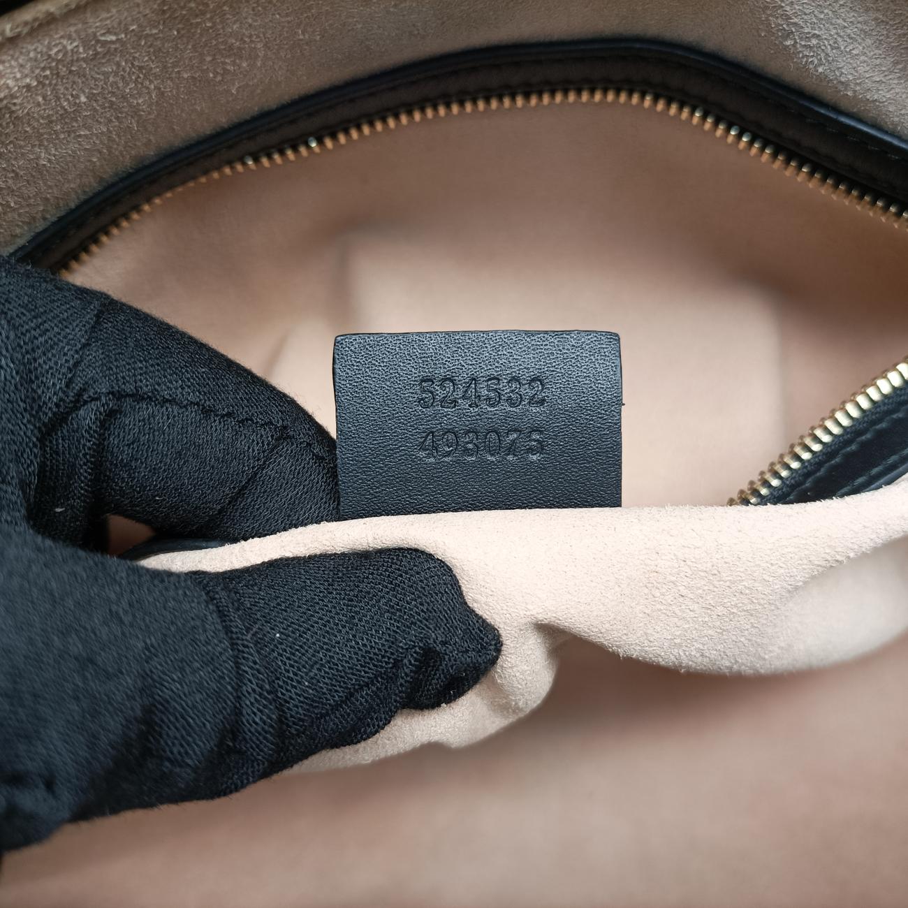 Pre-owned Gucci Ophidia GG Small Black×red suede 524532 handbag | stylenewstar