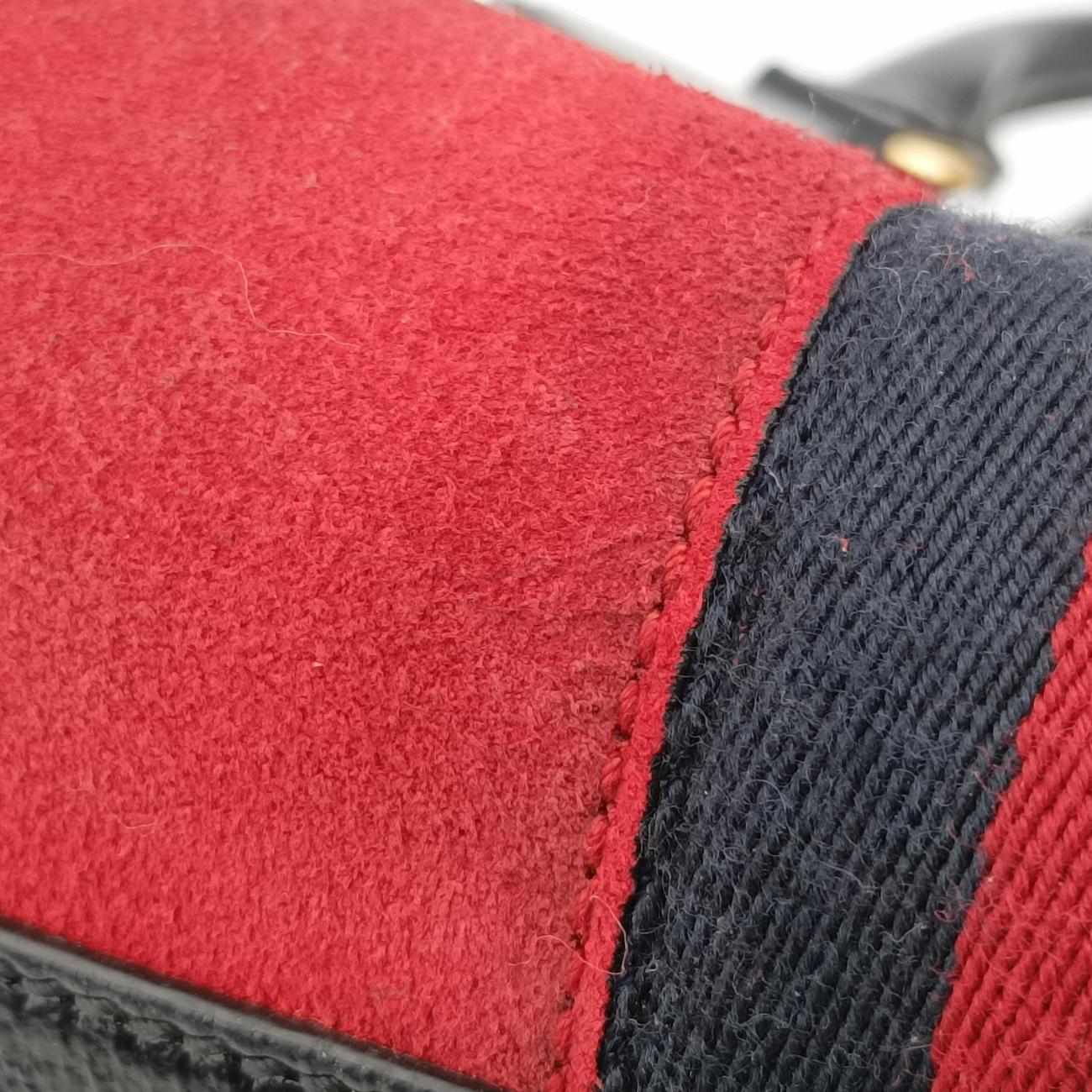 Pre-owned Gucci Ophidia GG Small Black×red suede 524532 handbag | stylenewstar