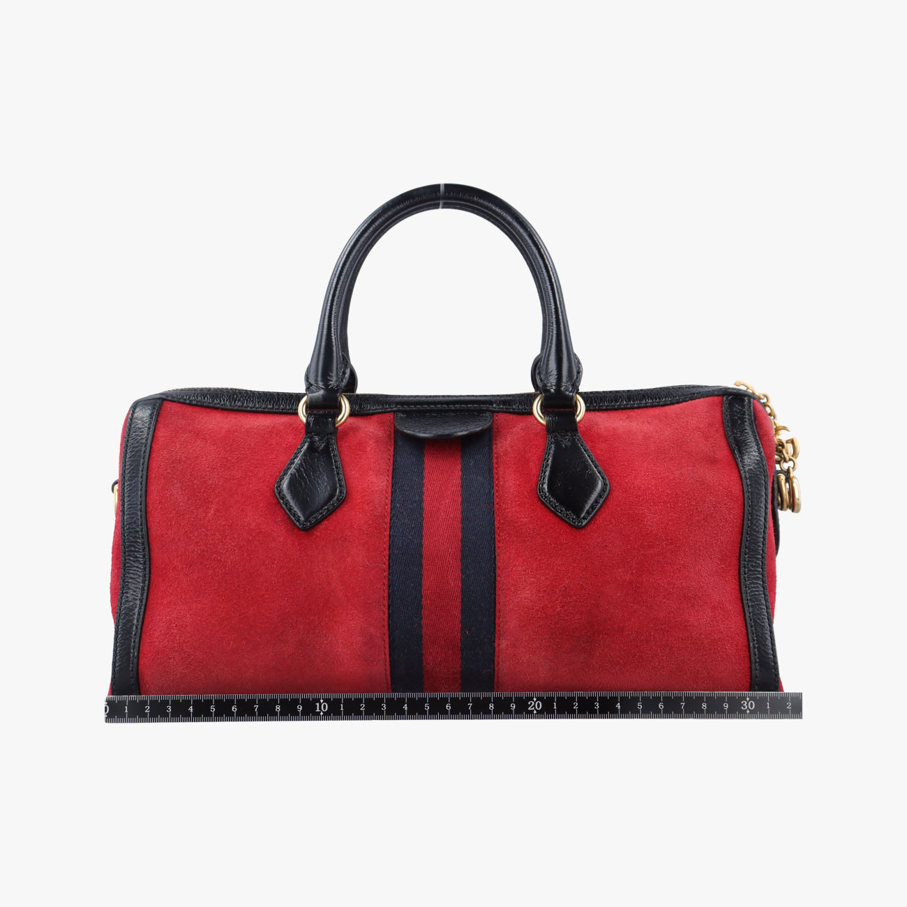 Pre-owned Gucci Ophidia GG Small Black×red suede 524532 handbag | stylenewstar