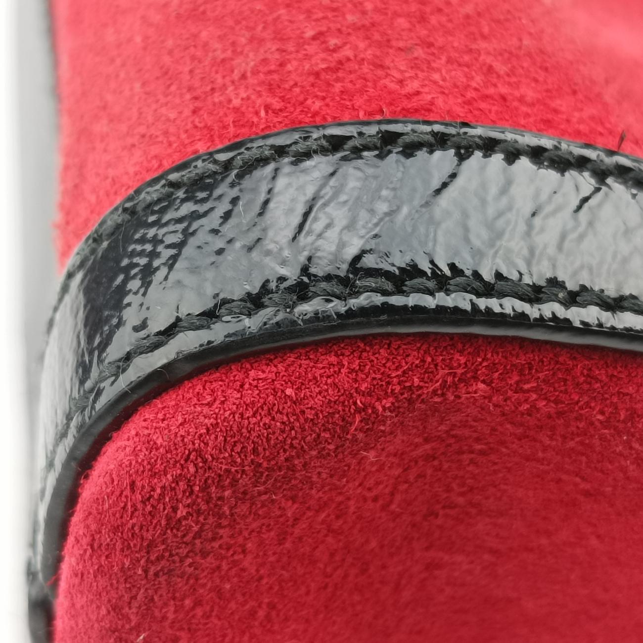 Pre-owned Gucci Ophidia GG Small Black×red suede 524532 handbag | stylenewstar