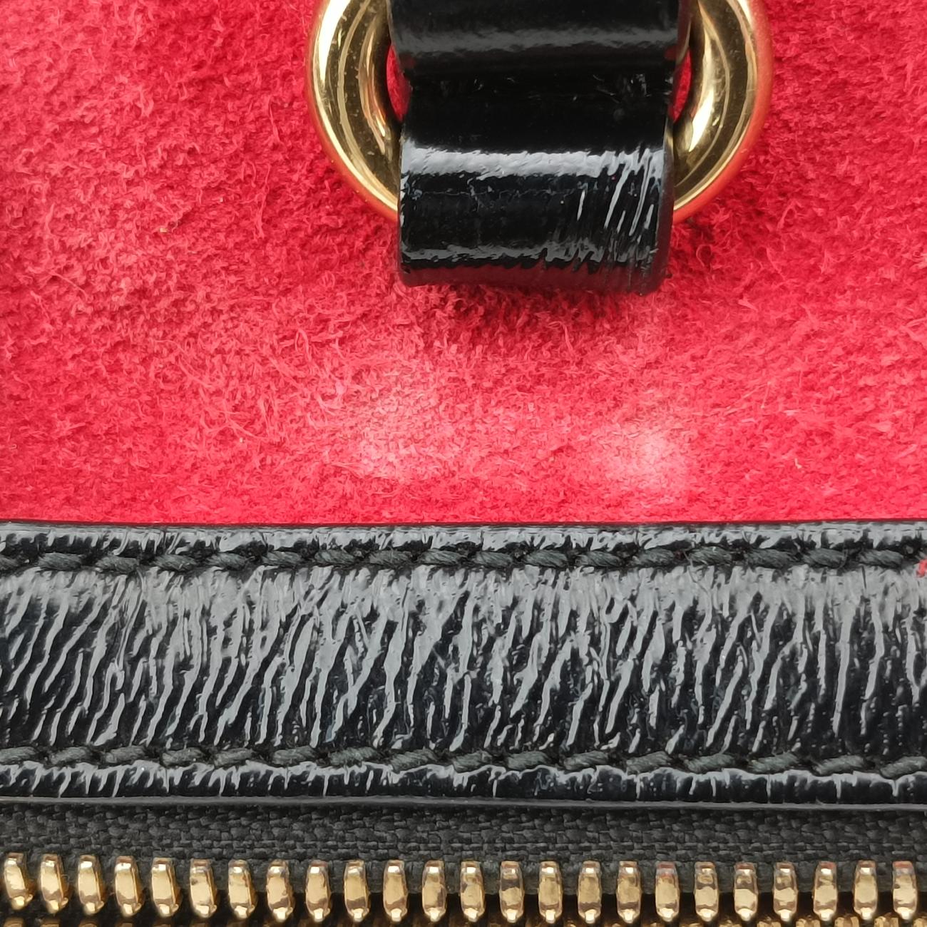 Pre-owned Gucci Ophidia GG Small Black×red suede 524532 handbag | stylenewstar