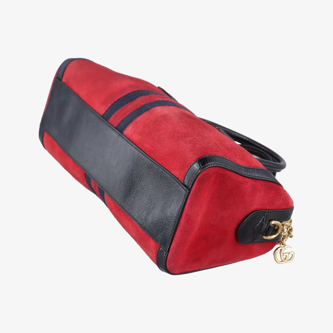 Pre-owned Gucci Ophidia GG Small Black×red suede 524532 handbag | stylenewstar