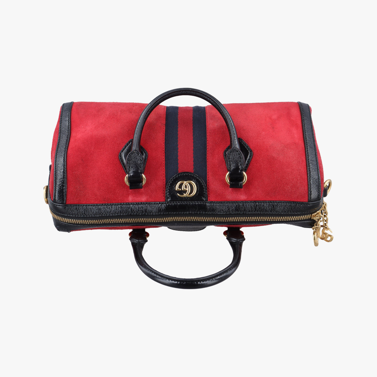 Pre-owned Gucci Ophidia GG Small Black×red suede 524532 handbag | stylenewstar