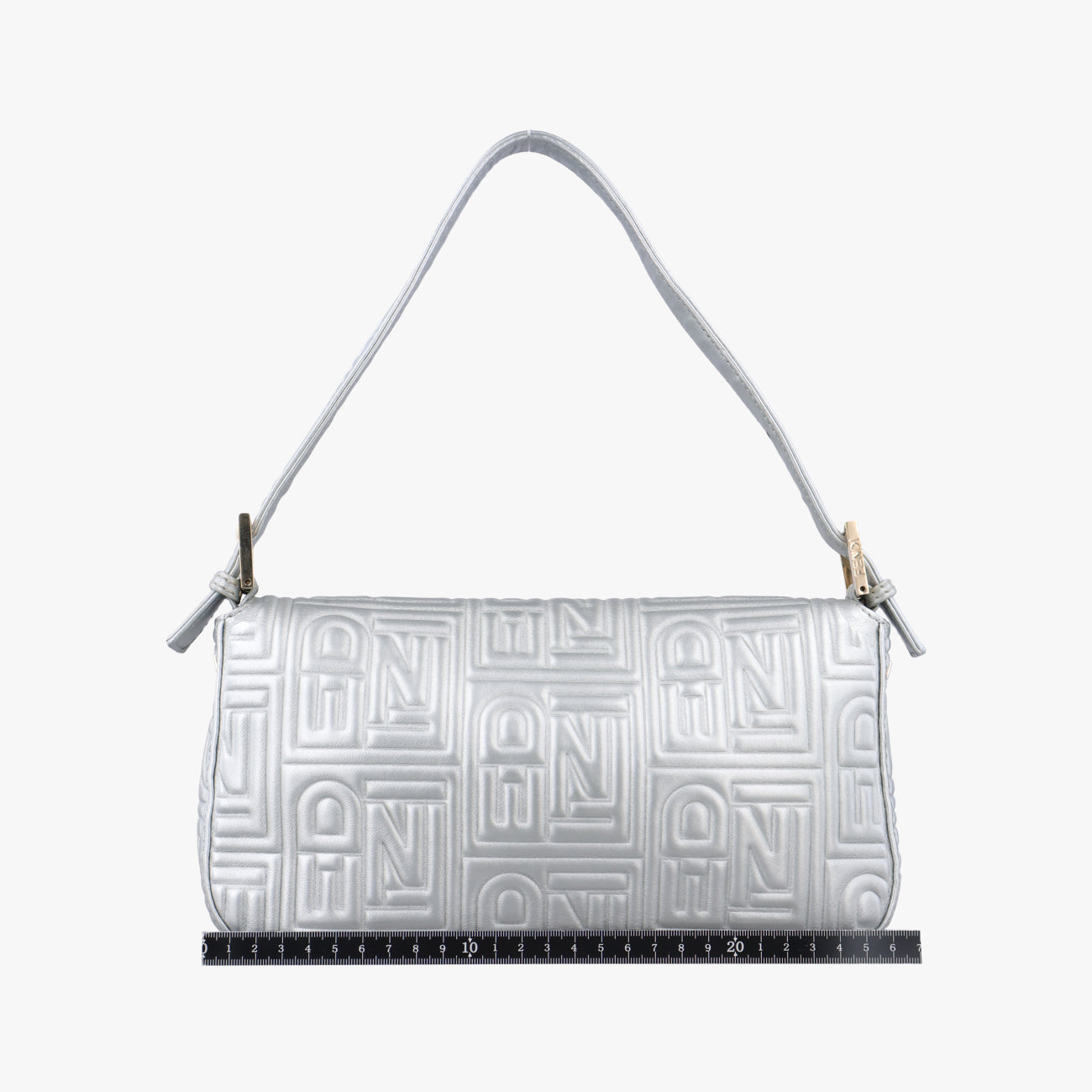 Pre-owned Fendi BAGUETTE Silver Leather 8BR600 shoulderbag | stylenewstar