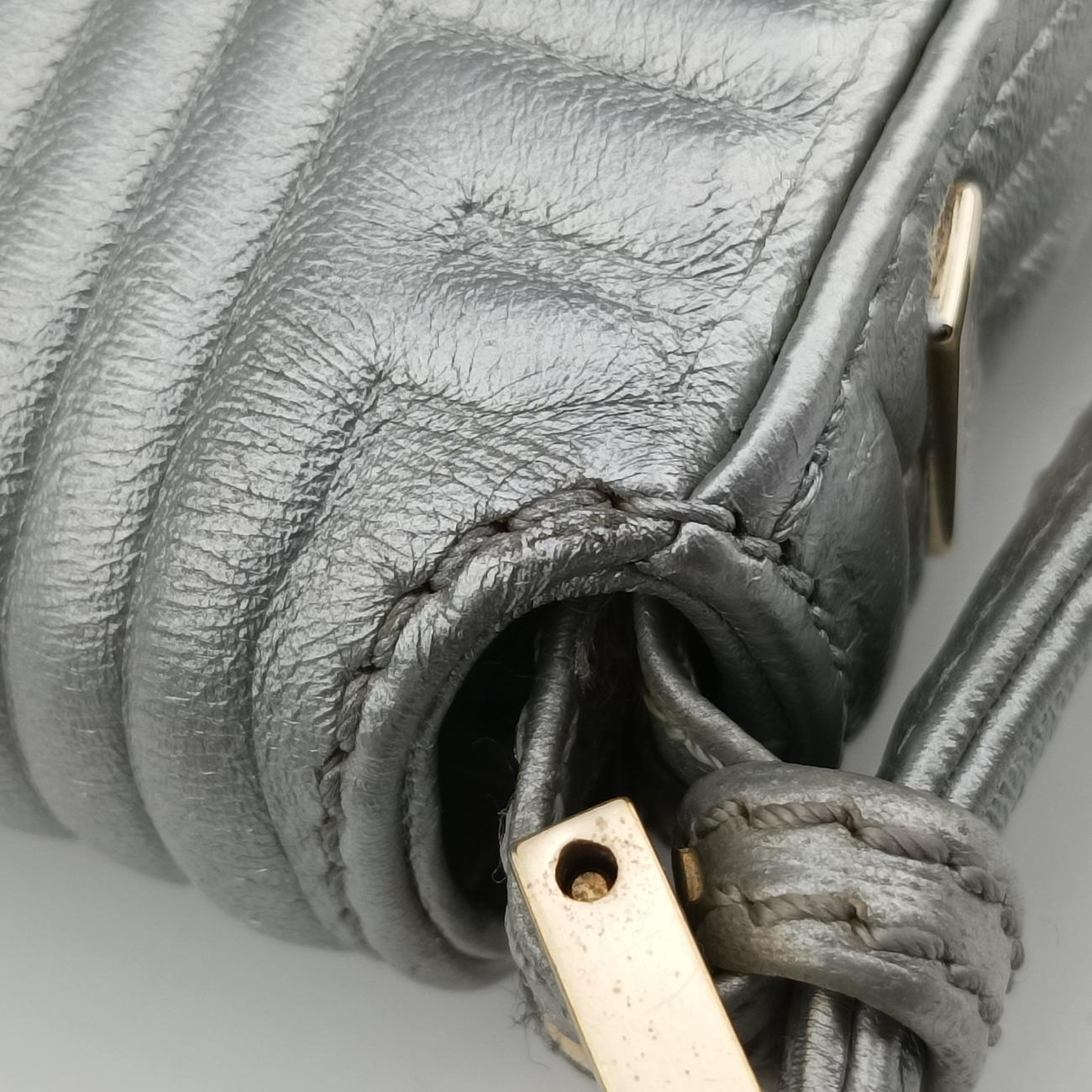 Pre-owned Fendi BAGUETTE Silver Leather 8BR600 shoulderbag | stylenewstar