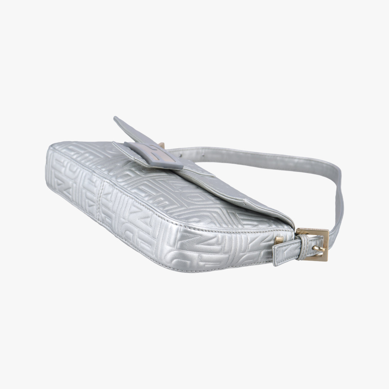 Pre-owned Fendi BAGUETTE Silver Leather 8BR600 shoulderbag | stylenewstar