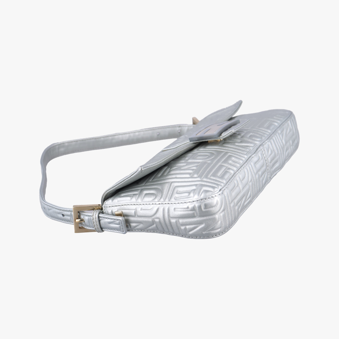 Pre-owned Fendi BAGUETTE Silver Leather 8BR600 shoulderbag | stylenewstar