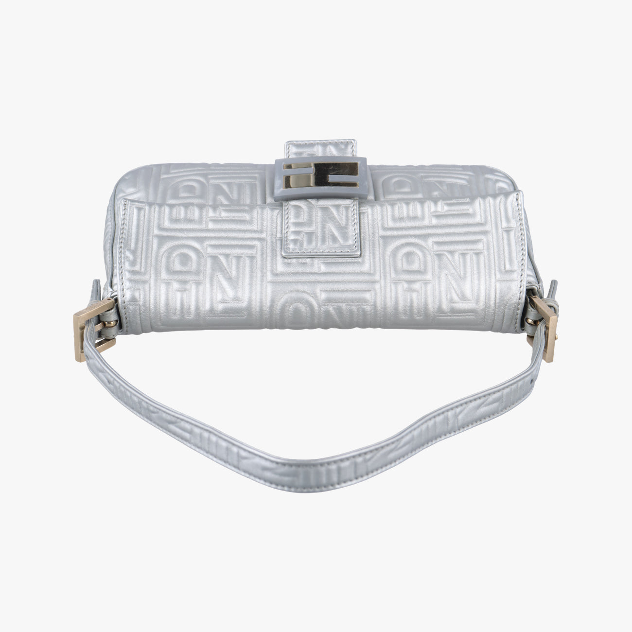 Pre-owned Fendi BAGUETTE Silver Leather 8BR600 shoulderbag | stylenewstar