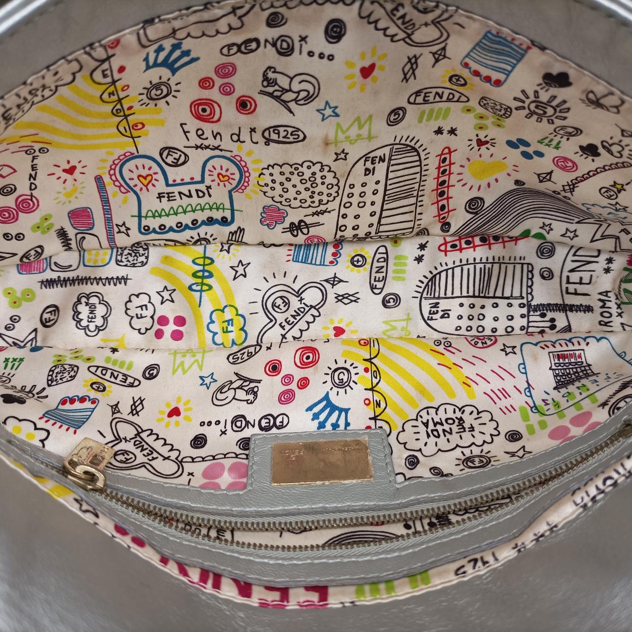 Pre-owned Fendi BAGUETTE Silver Leather 8BR600 shoulderbag | stylenewstar