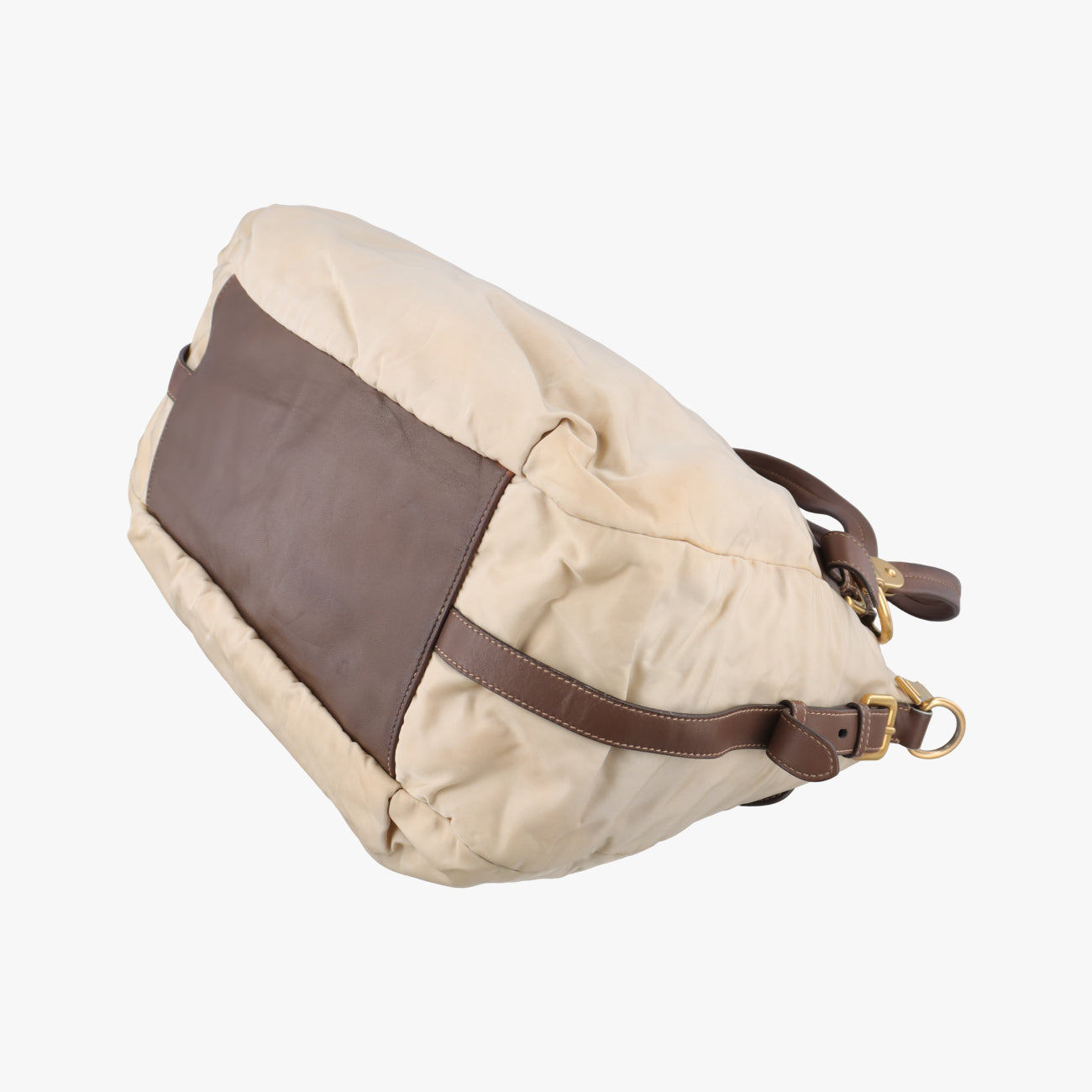 Pre-owned Prada Logo Beige×Brown Nylon BR4261 shoulderbag | stylenewstar