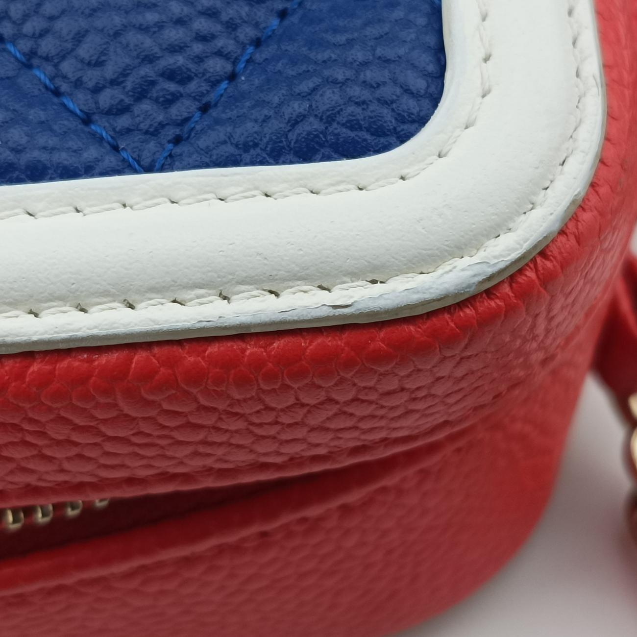 Pre-owned Chanel Filigree Vanity Case Blue x White x Red Caviar Skin A84452 shoulderbag | stylenewstar