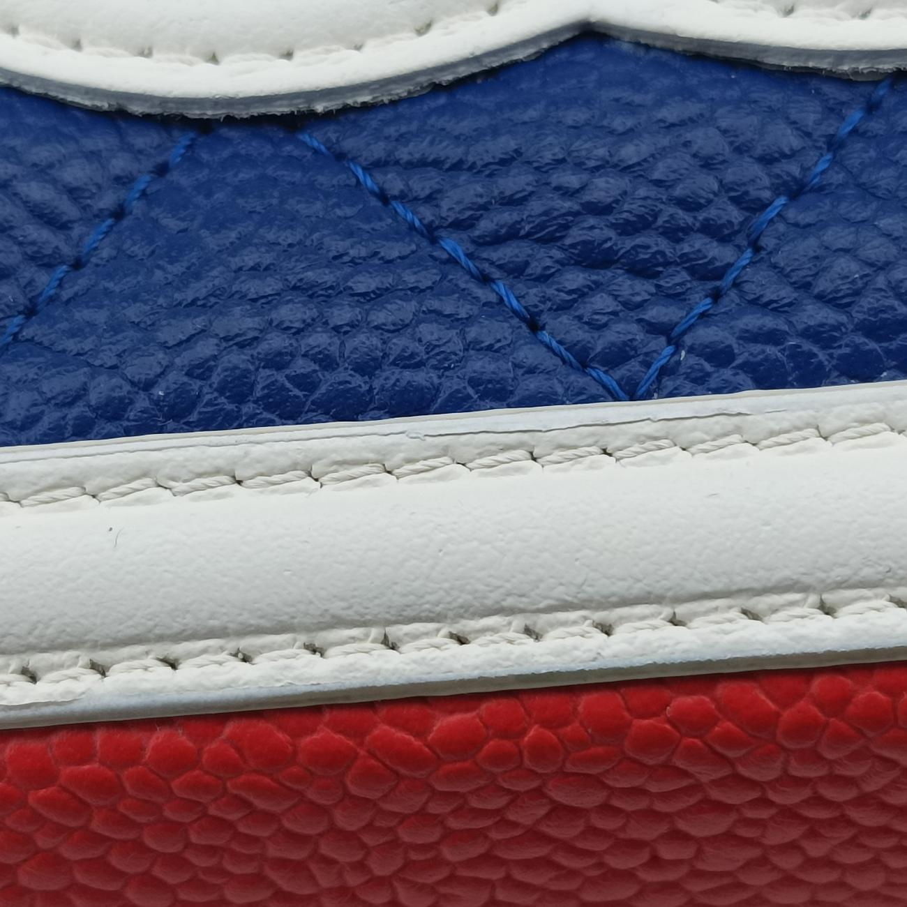 Pre-owned Chanel Filigree Vanity Case Blue x White x Red Caviar Skin A84452 shoulderbag | stylenewstar