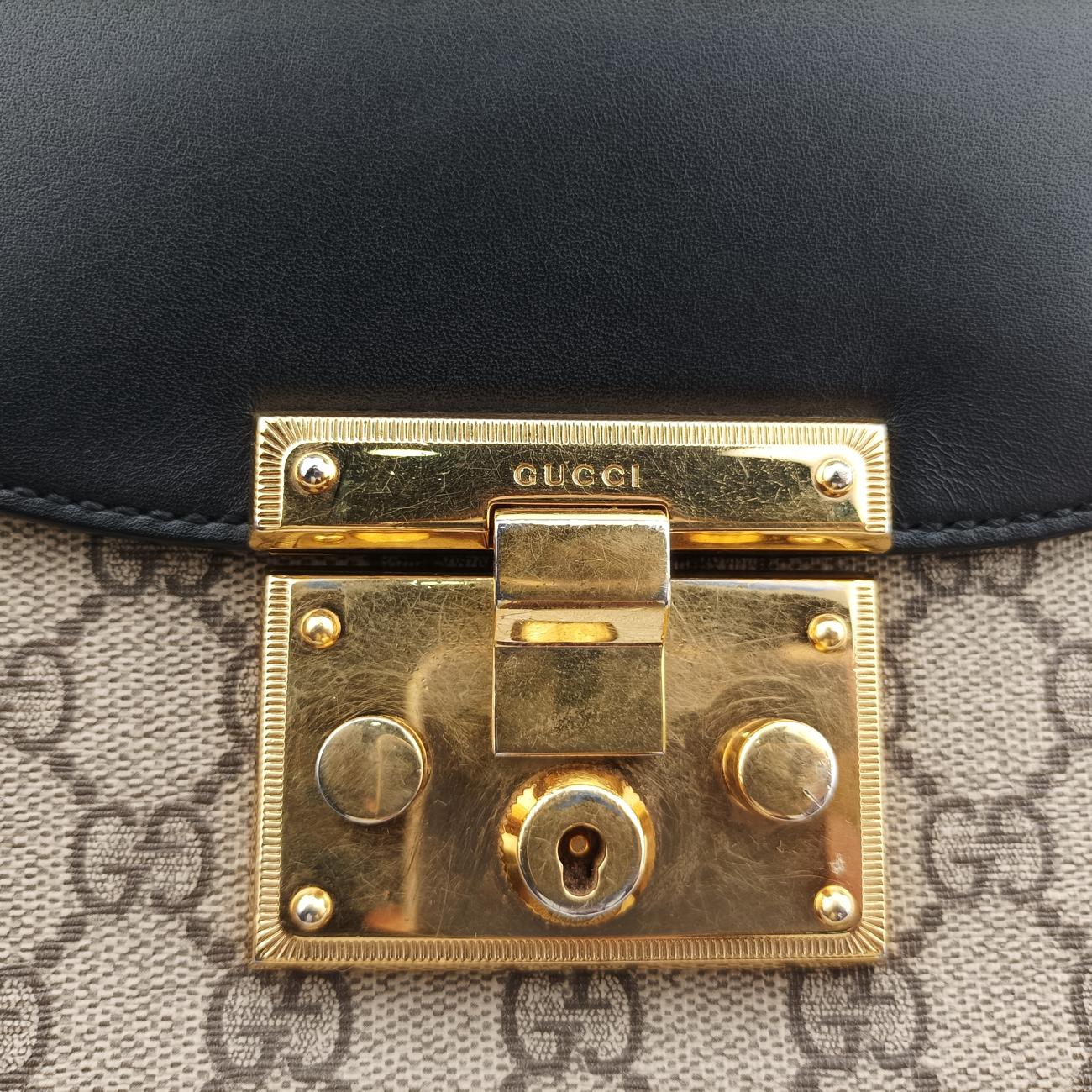 Pre-owned Gucci Padlock Guccissima Beige x Black PVC coated canvas x leather 453189 shoulderbag | stylenewstar