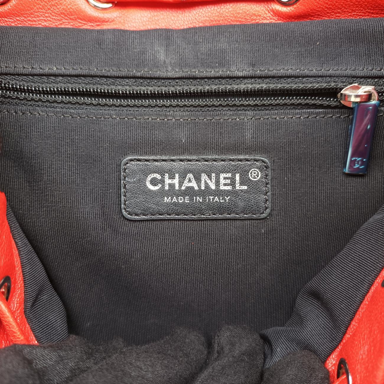 Pre-owned Chanel Matrasse Orange x Blue x White x Black x Multicolor lambskin A93729 backpack/rucksack | stylenewstar