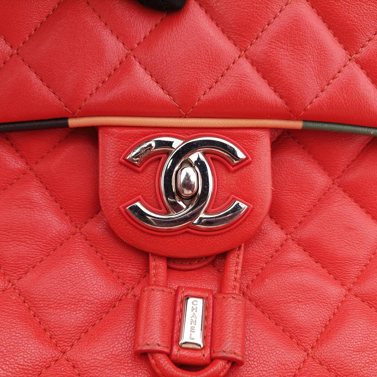 Pre-owned Chanel Matrasse Orange x Blue x White x Black x Multicolor lambskin A93729 backpack/rucksack | stylenewstar