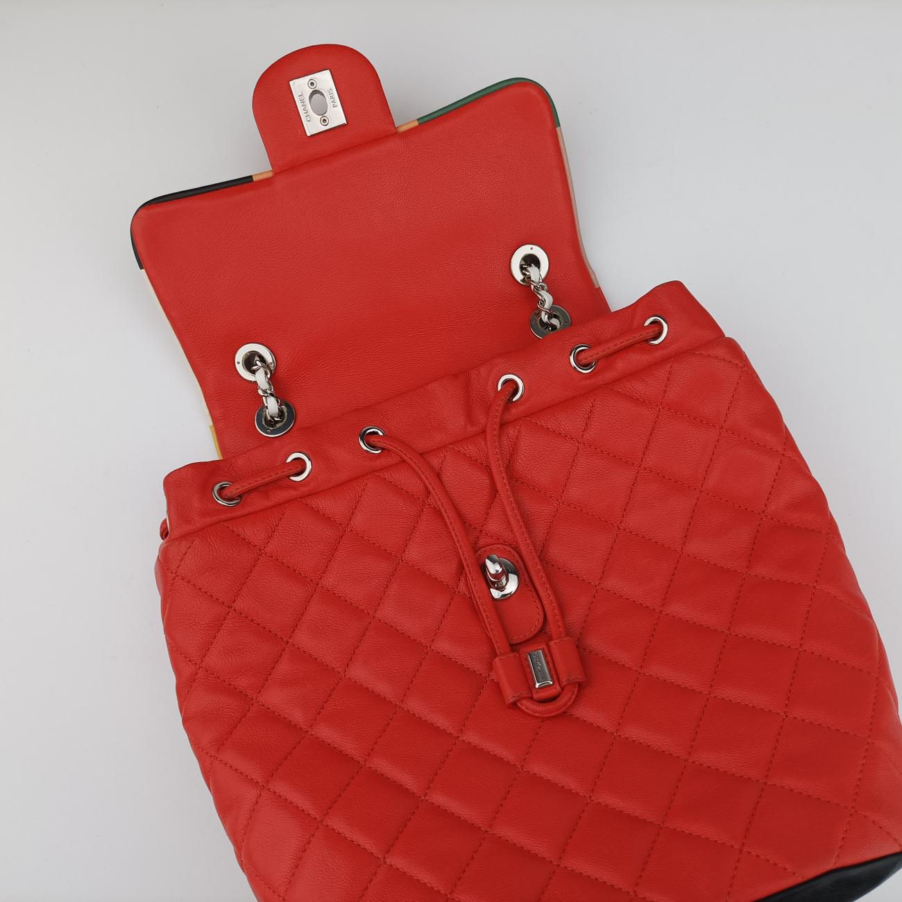 Pre-owned Chanel Matrasse Orange x Blue x White x Black x Multicolor lambskin A93729 backpack/rucksack | stylenewstar