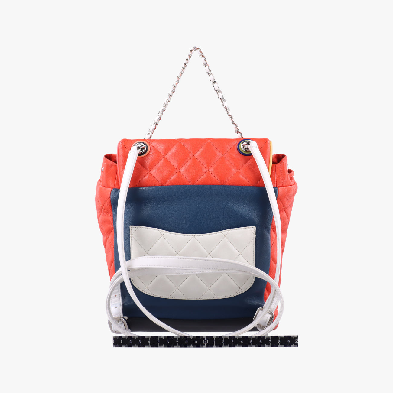 Pre-owned Chanel Matrasse Orange x Blue x White x Black x Multicolor lambskin A93729 backpack/rucksack | stylenewstar