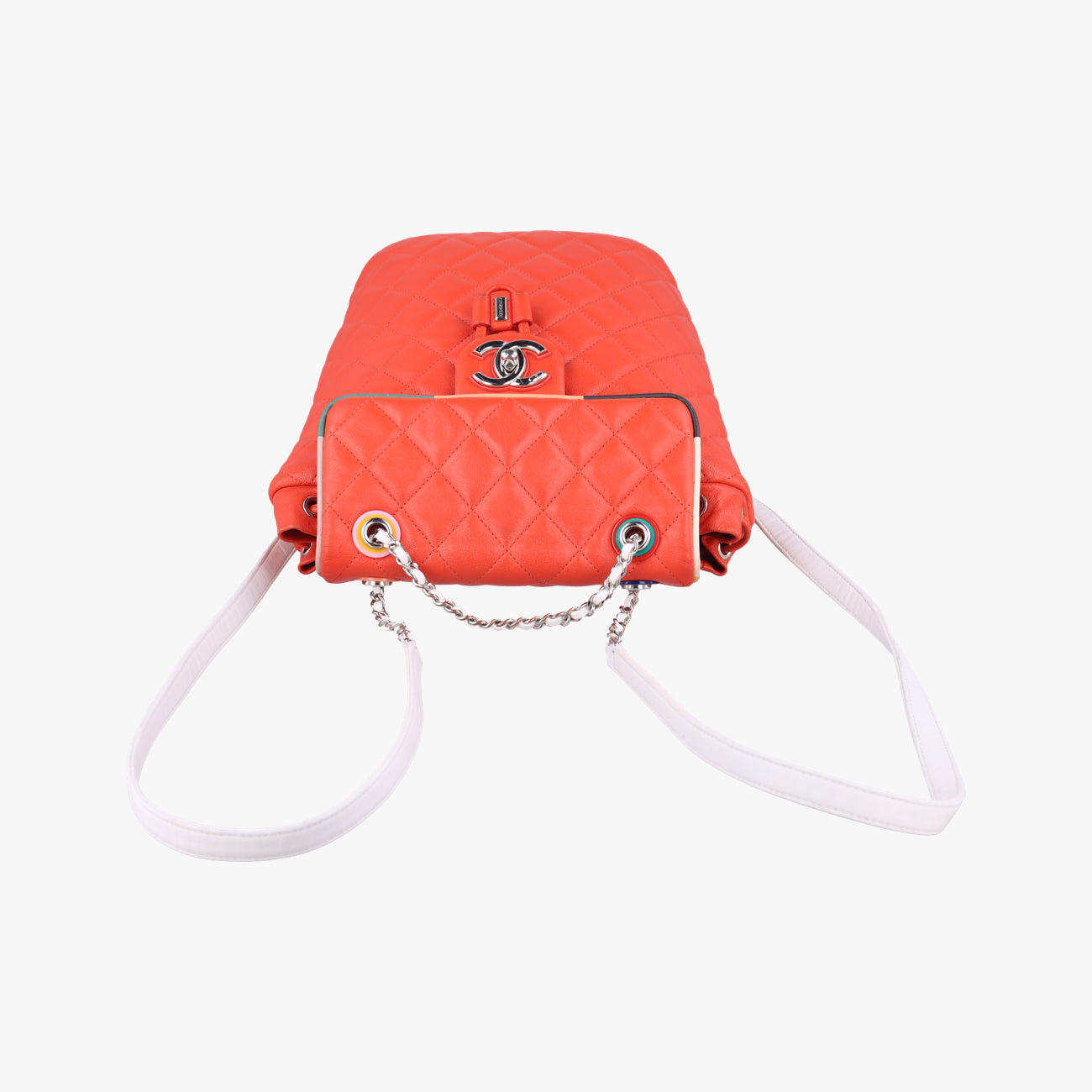 Pre-owned Chanel Matrasse Orange x Blue x White x Black x Multicolor lambskin A93729 backpack/rucksack | stylenewstar