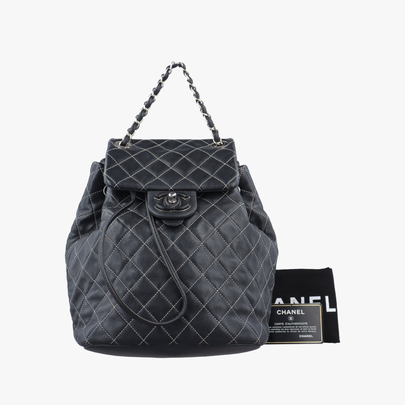 Pre-owned Chanel Matrasse Black Leather A93589 backpack/rucksack | stylenewstar