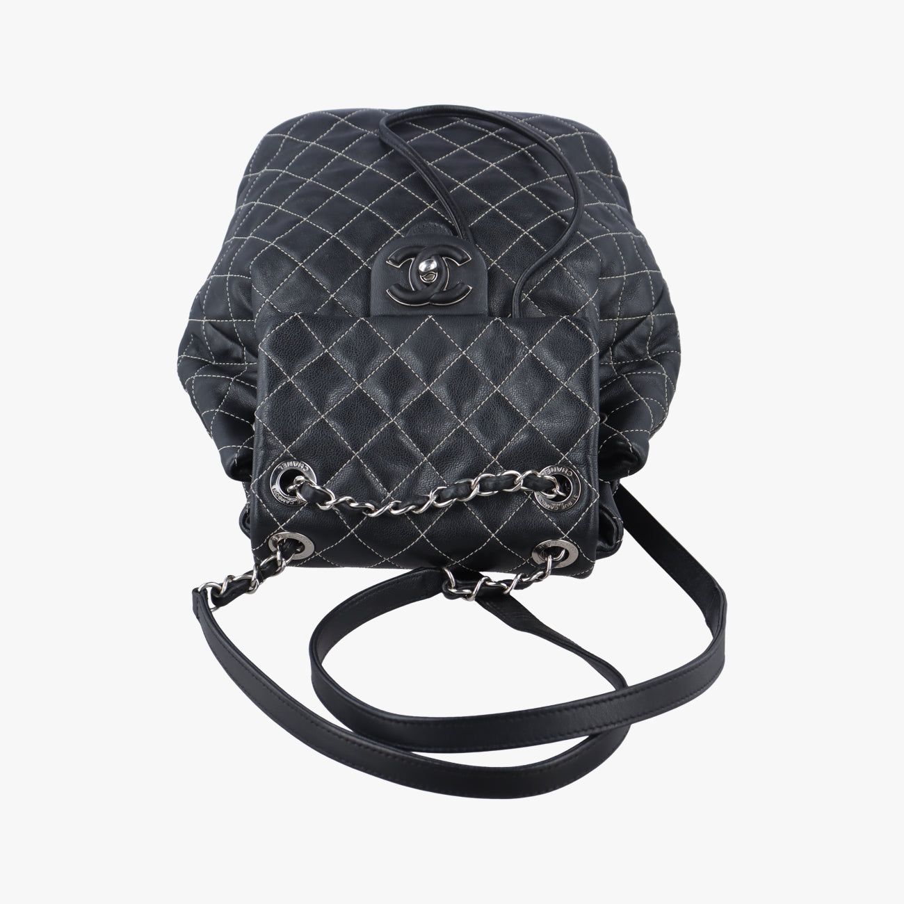 Pre-owned Chanel Matrasse Black Leather A93589 backpack/rucksack | stylenewstar