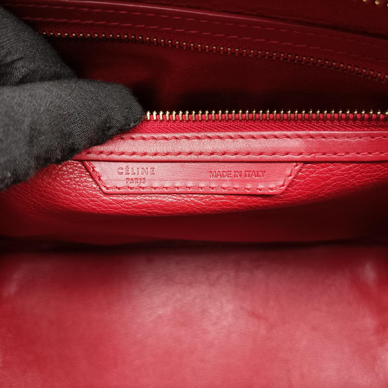 Pre-owned Celine Luggage Mini Shopper Red Leather  handbag | stylenewstar