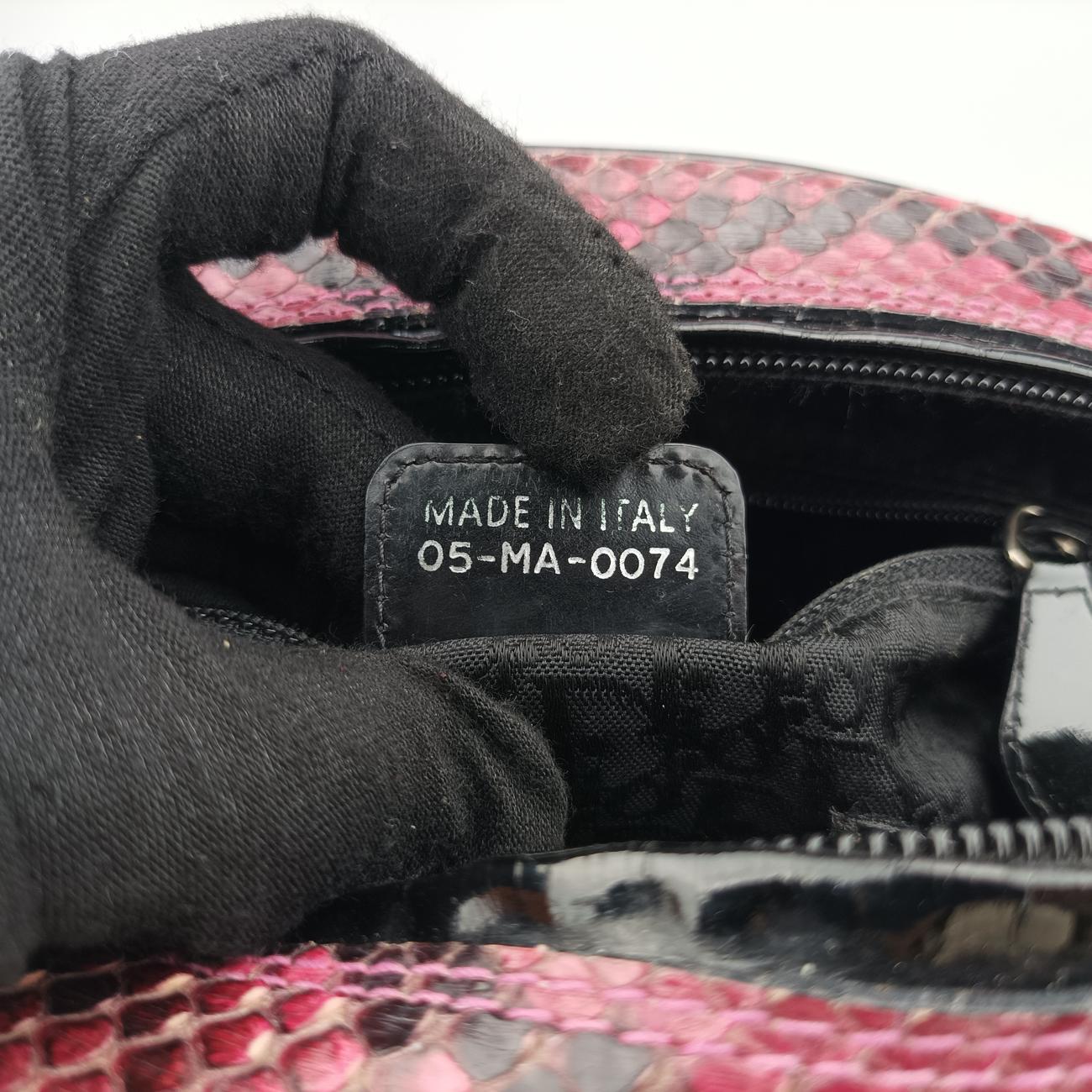 Pre-owned Christian Dior Gambler Dice Bowler Pink×Multicolour Canvas × Snakeskin  handbag | stylenewstar