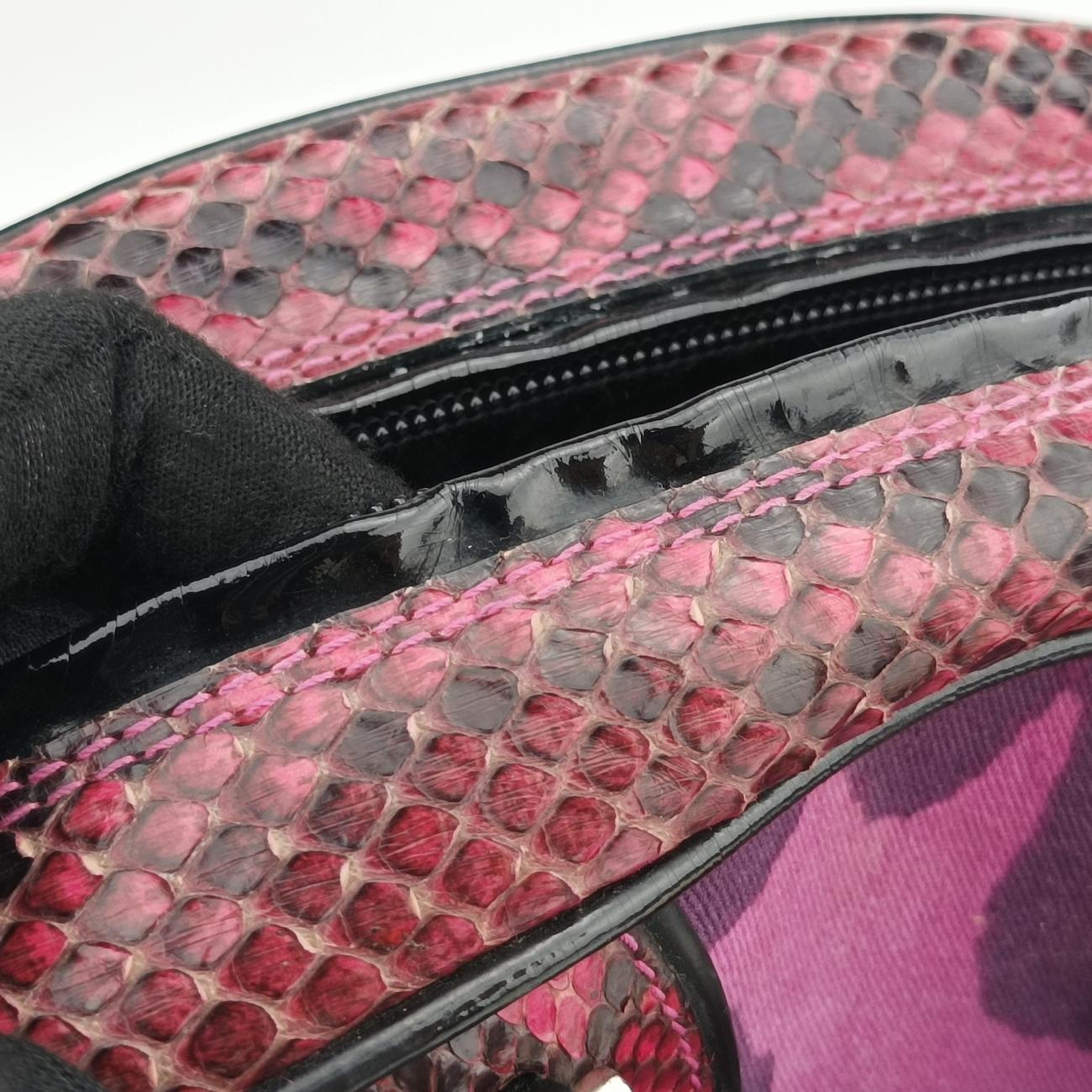 Pre-owned Christian Dior Gambler Dice Bowler Pink×Multicolour Canvas × Snakeskin  handbag | stylenewstar