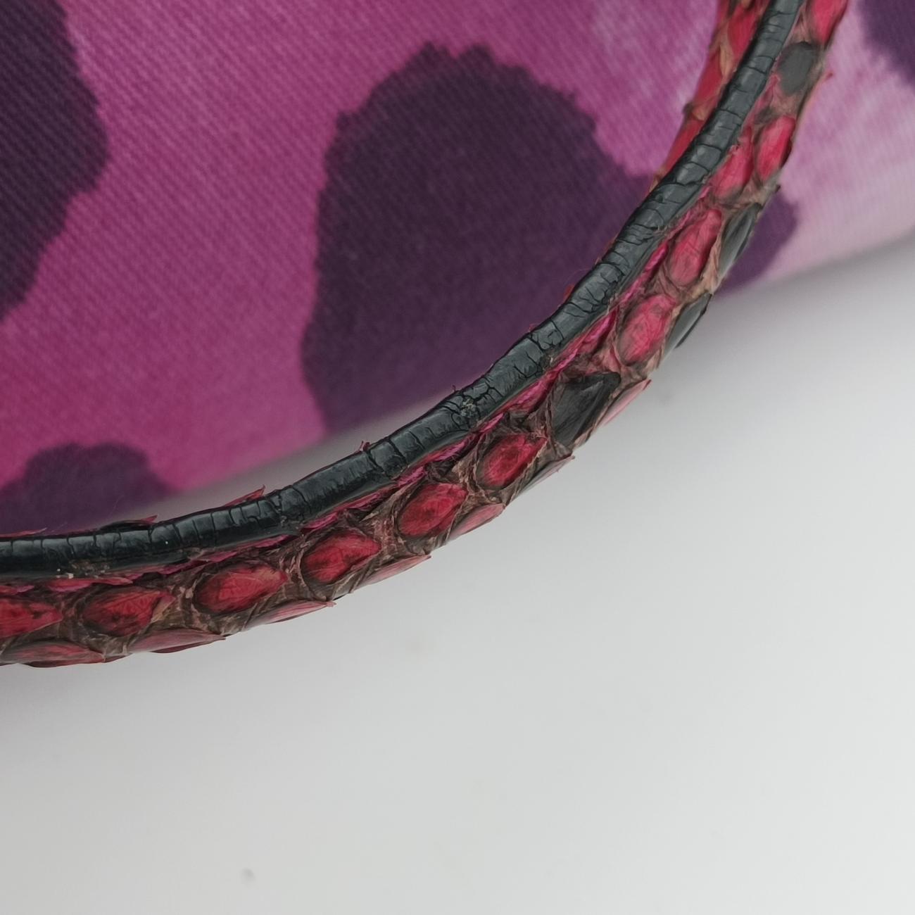 Pre-owned Christian Dior Gambler Dice Bowler Pink×Multicolour Canvas × Snakeskin  handbag | stylenewstar