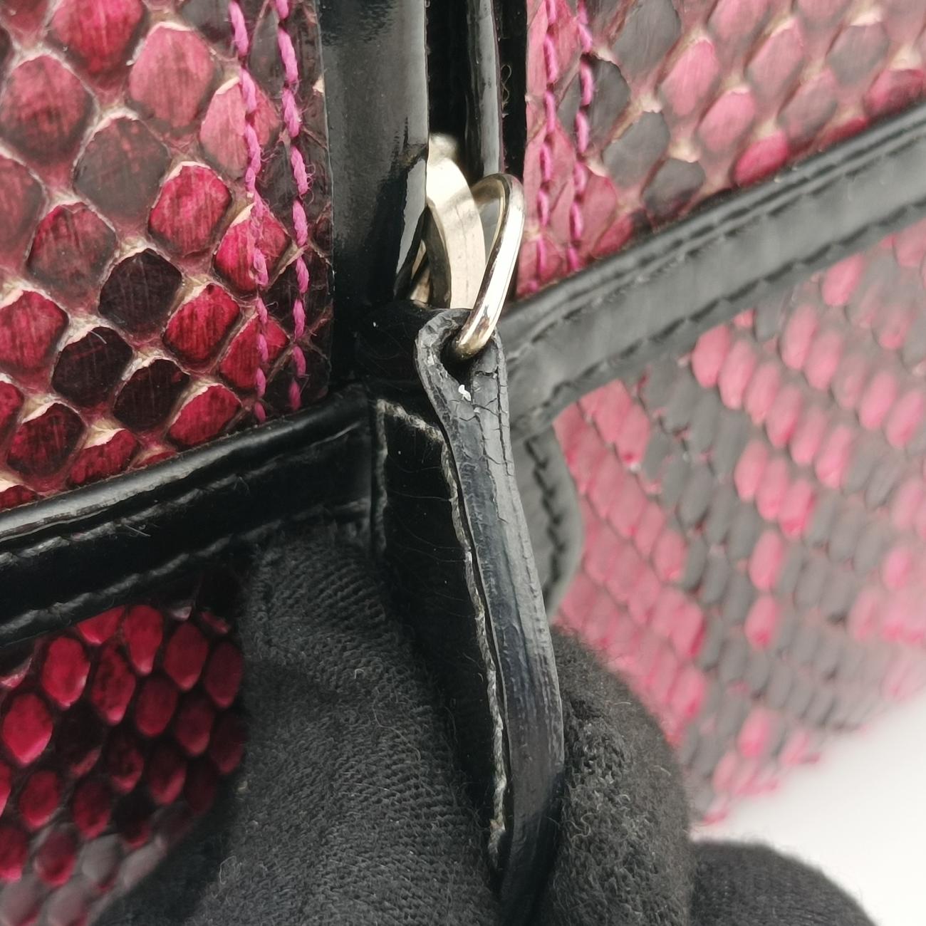 Pre-owned Christian Dior Gambler Dice Bowler Pink×Multicolour Canvas × Snakeskin  handbag | stylenewstar