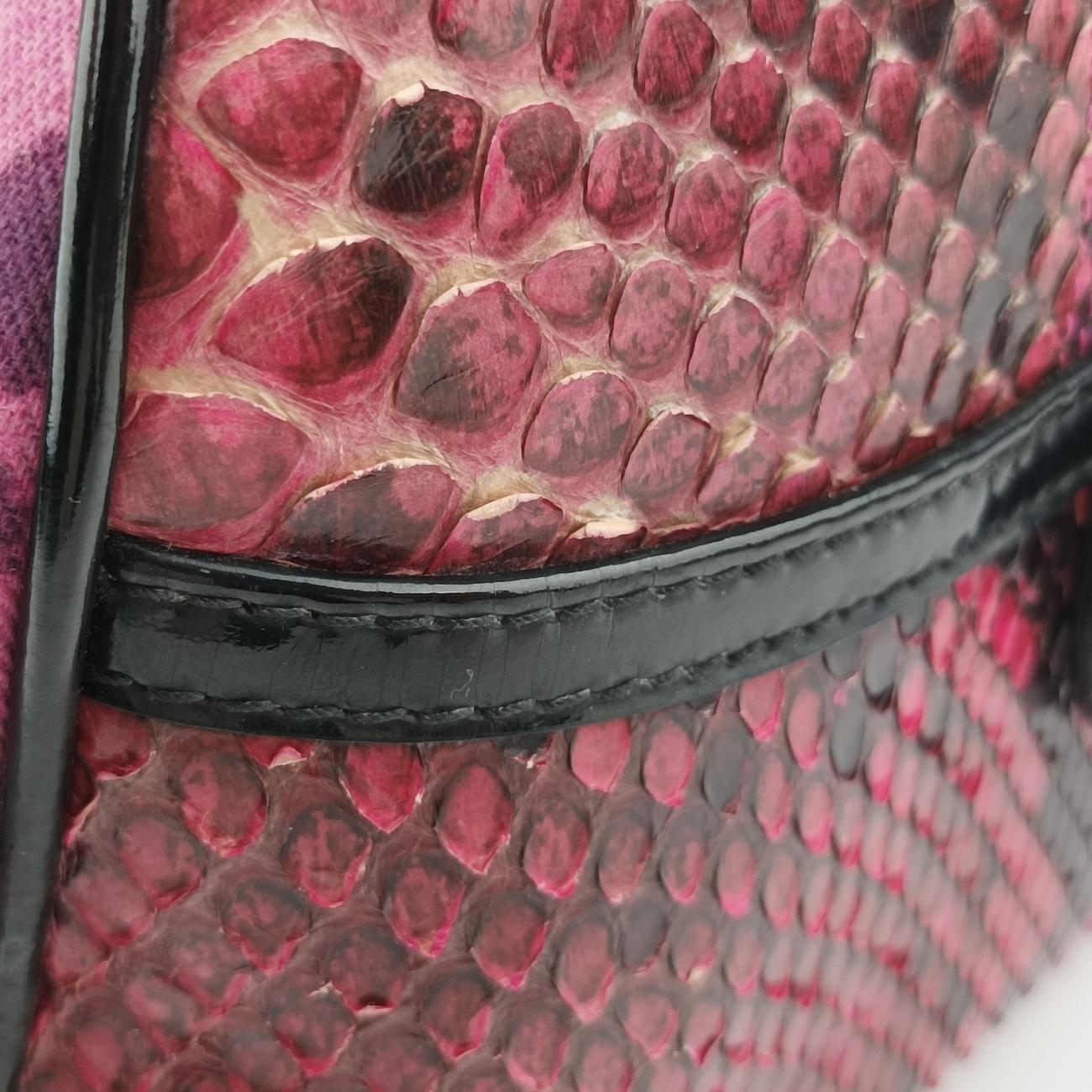 Pre-owned Christian Dior Gambler Dice Bowler Pink×Multicolour Canvas × Snakeskin  handbag | stylenewstar
