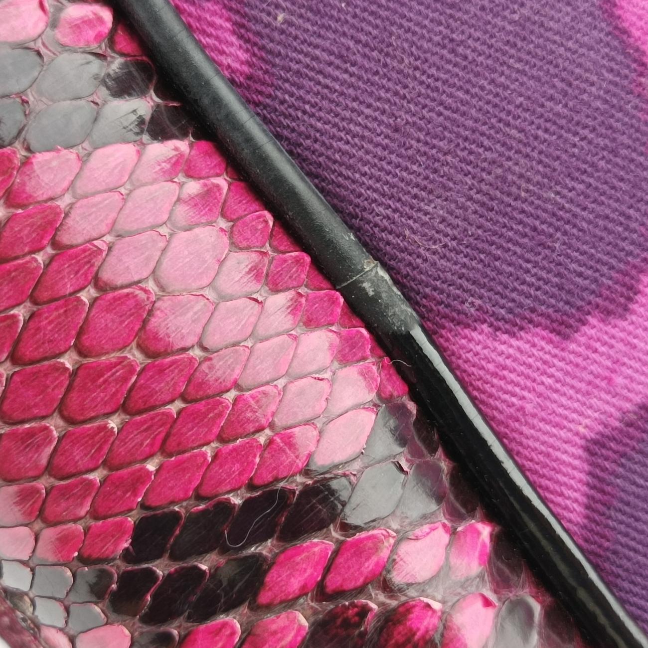 Pre-owned Christian Dior Gambler Dice Bowler Pink×Multicolour Canvas × Snakeskin  handbag | stylenewstar