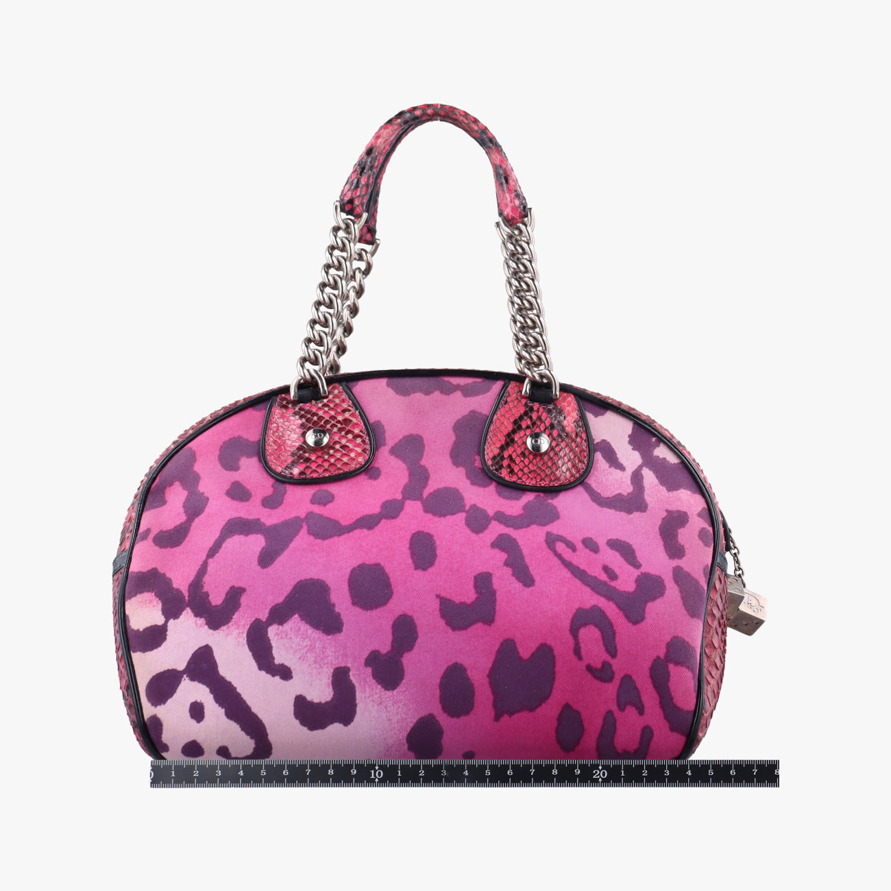 Pre-owned Christian Dior Gambler Dice Bowler Pink×Multicolour Canvas × Snakeskin  handbag | stylenewstar