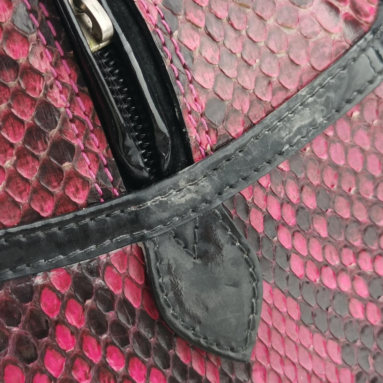 Pre-owned Christian Dior Gambler Dice Bowler Pink×Multicolour Canvas × Snakeskin  handbag | stylenewstar